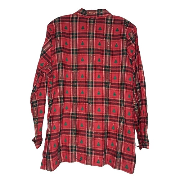 Vintage BLAIR Top Women Large Button Front Christmas Tree Embroidered Plaid - Picture 4 of 4